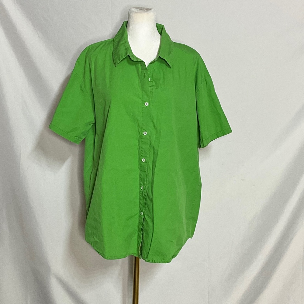 Dazy Green Button-Down Shirt 100% Cotton Womens Size L
